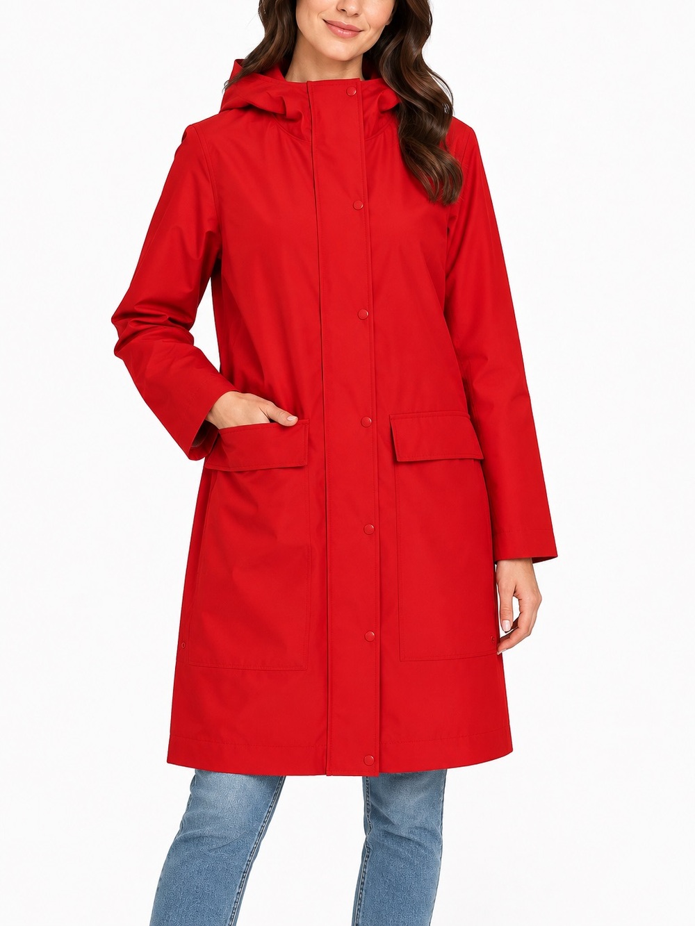 JOE FRESH Active Red Hooded Raincoat Water-Resistant Rain Jacket M